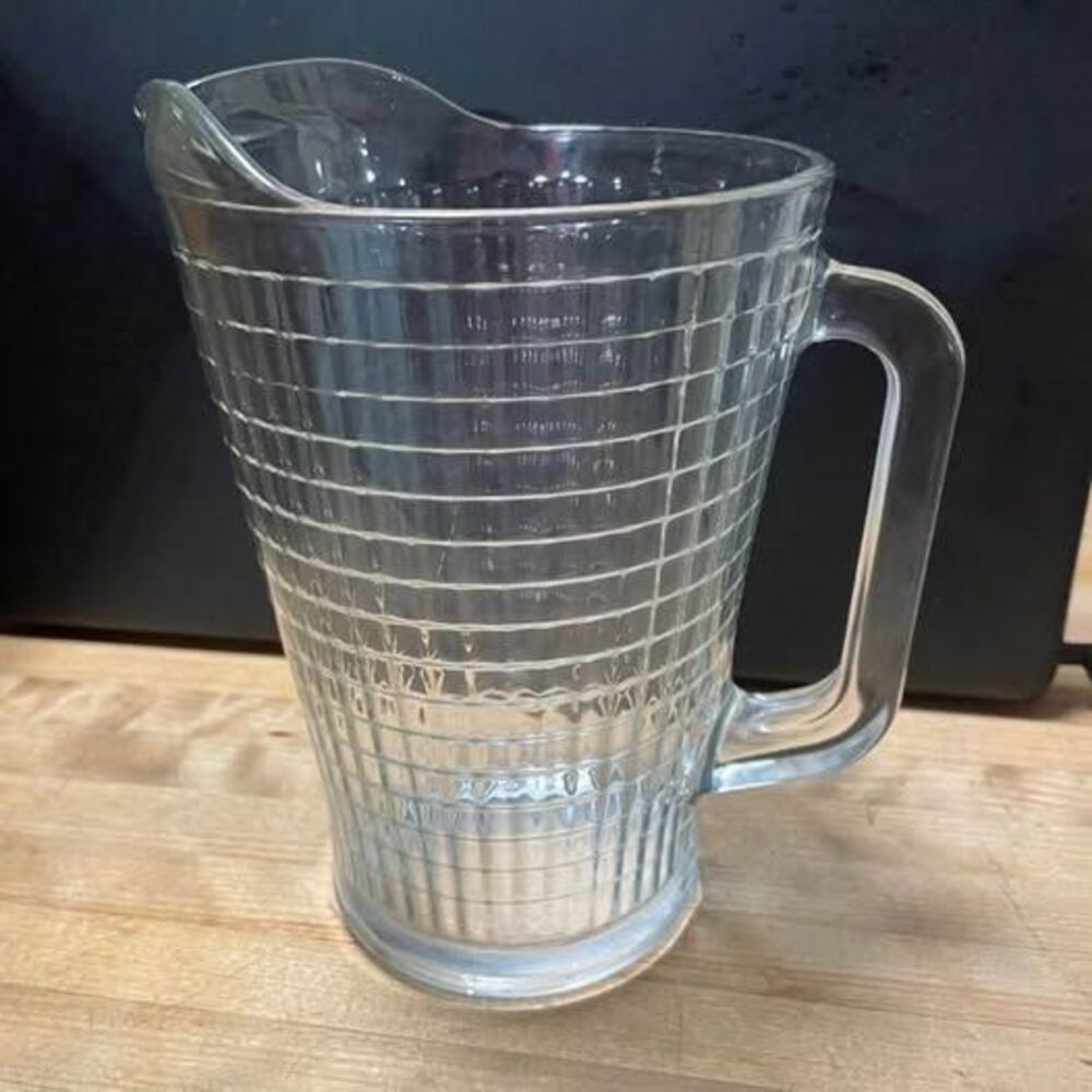 Vintage Libbey Clear Glass Grid Pattern Pitcher